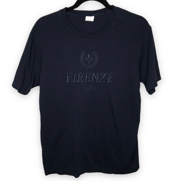 ITS Firenze Italia Made In Italy Dark Navy 100% Cotton Short Sleeve Shirt Large - Picture 1 of 10